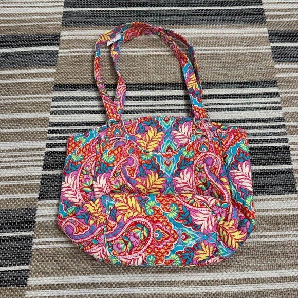 Vera Bradley Women's Glenna Shoulder Bag Zippered Paisley In Paradise Multicolor - Picture 1 of 11